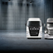 A Fuso, Freightliner and Mercedes-Benz truck under stage lighting